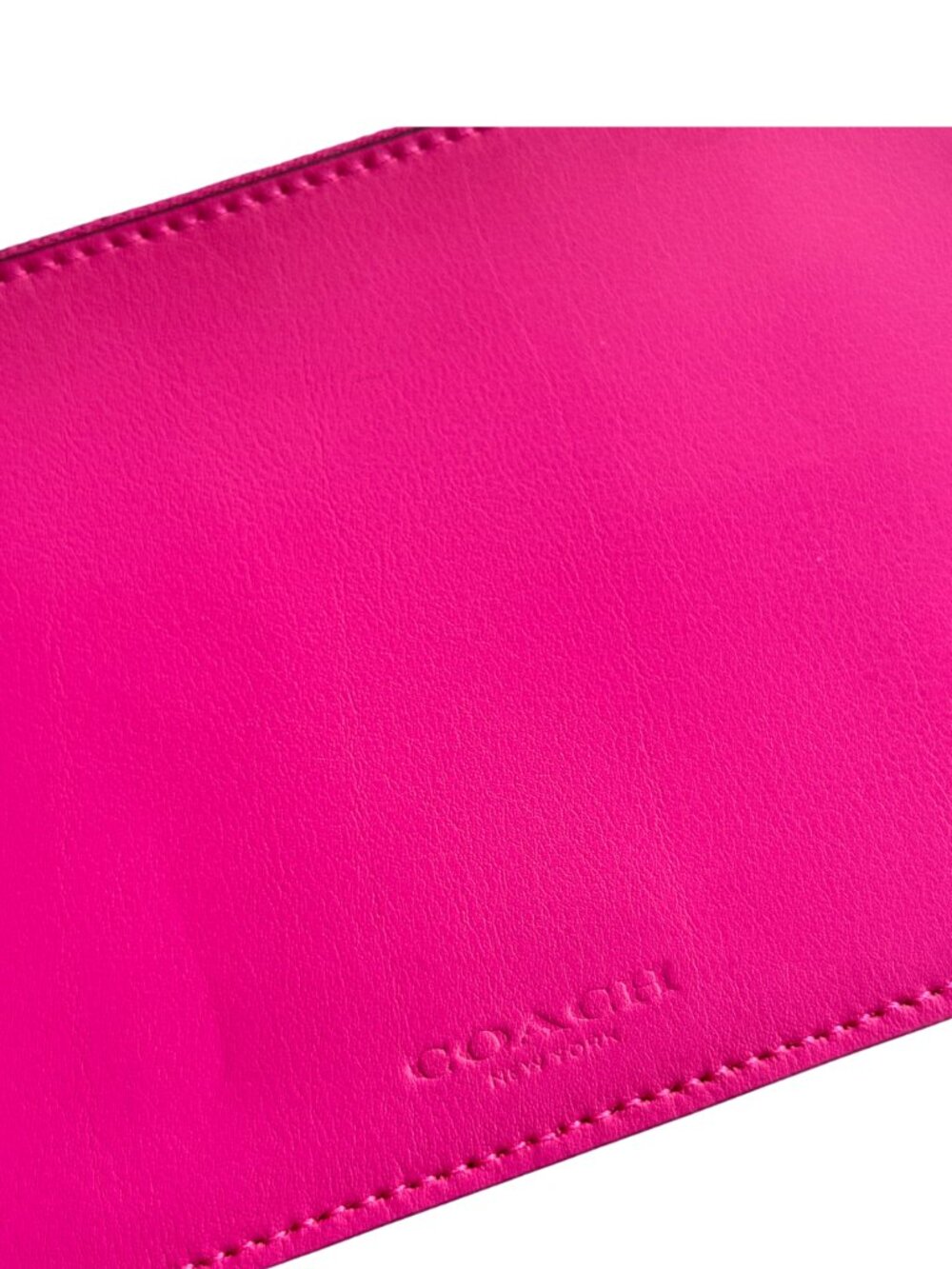 Coach New York Minimalist Flat Leather Clutch Hot Pink Fuchsia Gold Hardware